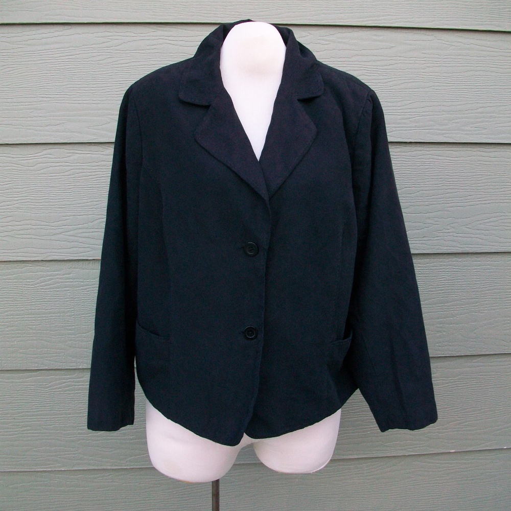 Studio Works Blazer Jacket Sz 20W Black Faux Sued